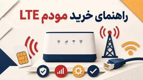 مودم LTE با آنتن‌های خارجی و کابل شبکه روی میز