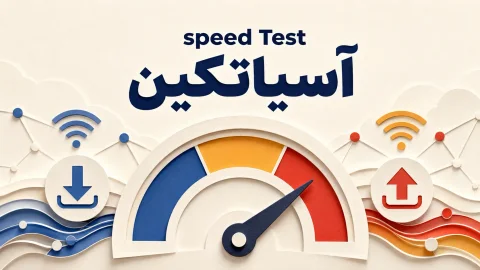 نمودار و عقربه‌های تست سرعت اینترنت در حال نمایش نتایج دانلود و آپلود